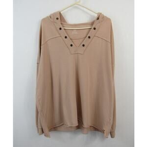 Aerie Medium Hooded Oversized Pullover Sweatshirt Light Tan *Small flaw*